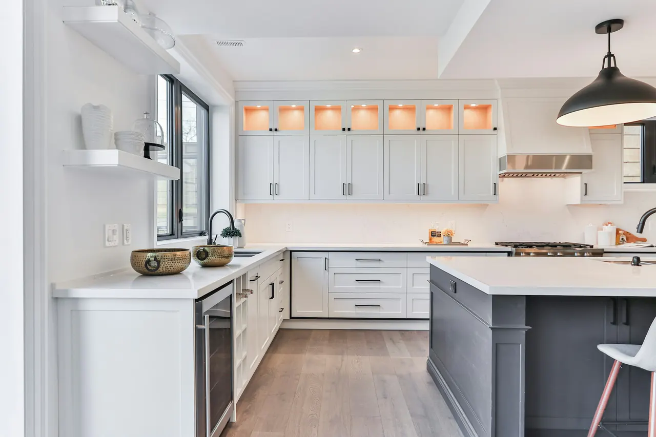 White wooden kitchen cabinetry — door style and finish reference