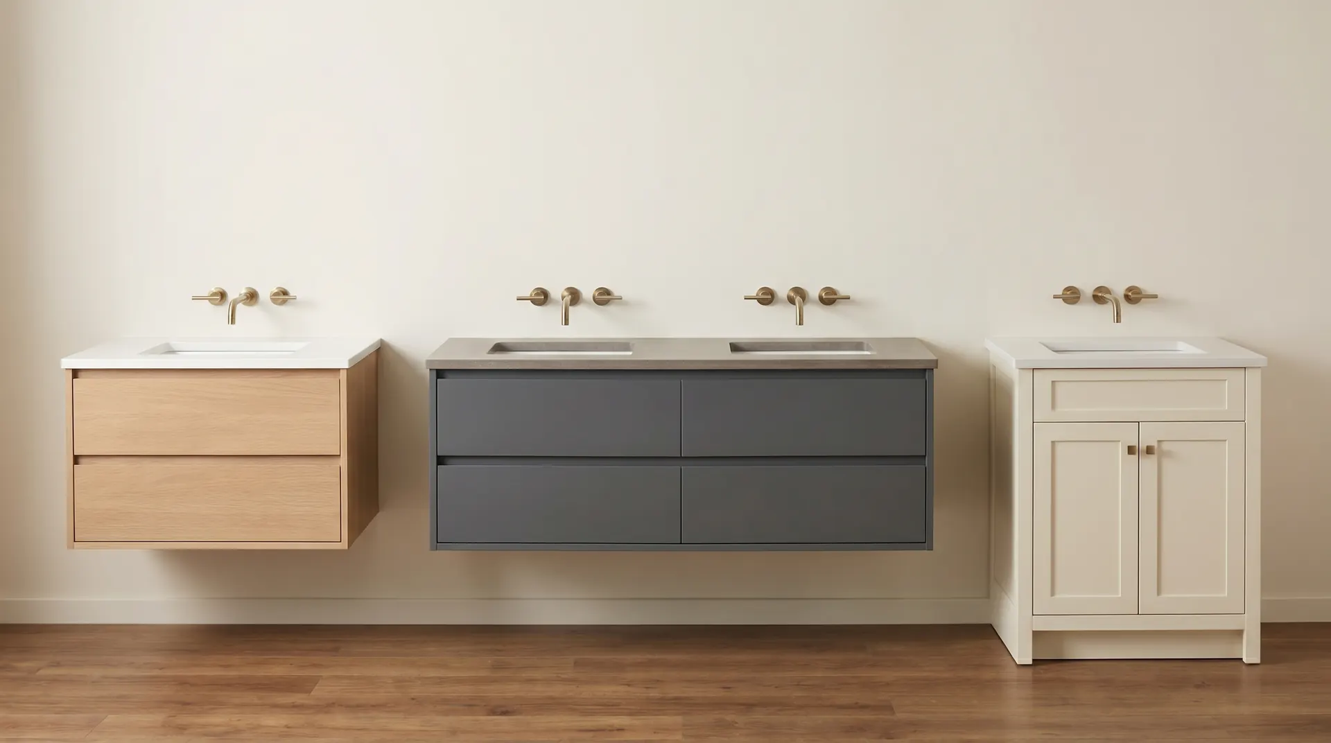 Curated tile sample wall — calacatta marble look, hexagon mosaic, terracotta zellige, white oak look porcelain plank, warm gray subway, beige limestone